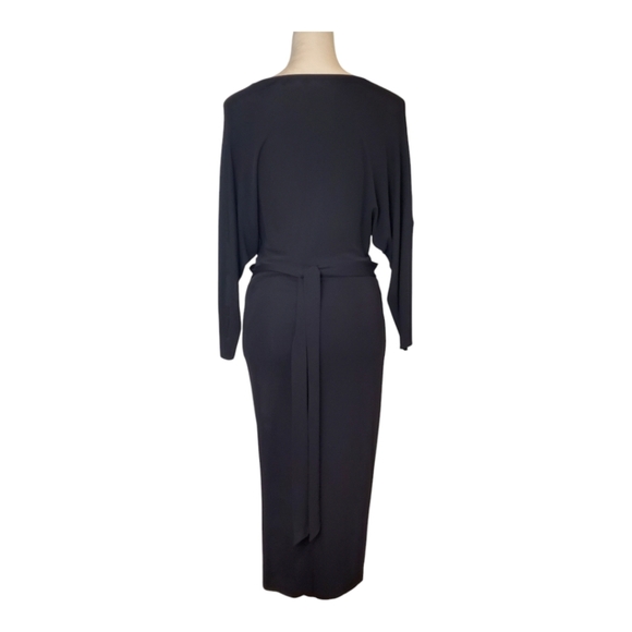 Bailey44 SZ M (8-10) Black VNeck Sexy BodyCon Rayon Knit Stretch Midi Dress - Picture 4 of 8